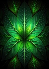 Sticker - Vibrant green leaves forming a symmetrical pattern