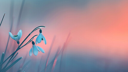 Wall Mural -    flowers in sharp focus against a blurred background The sky is also visible and clearly defined