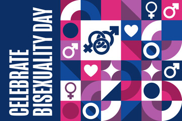 Wall Mural - Celebrate Bisexuality Day. September 23. Holiday concept. Template for background, banner, card, poster with text inscription. Vector EPS10 illustration.