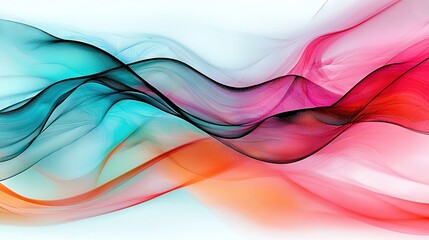 Wall Mural -   A vibrant wave of smoke is depicted in this abstract artwork against a white backdrop