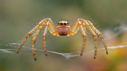 Closeup of a spider on a web