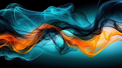 Wall Mural -   A tri-colored  background featuring a wave of smoke shaped like a wave on a black backdrop