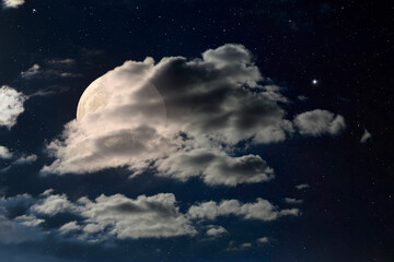 Wall Mural - full moon covered by strong cloud