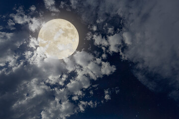 Wall Mural - cloudy full moon night sky