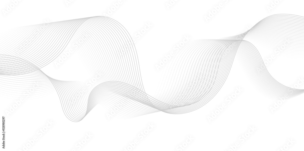 Abstract gray wave dynamic curve lines on transparent background with ...