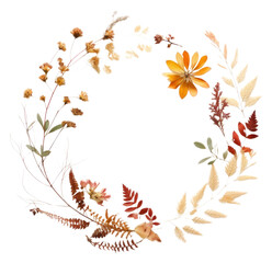 Canvas Print - PNG Real pressed foliage flower pattern wreath.