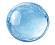 © Planetz - A round drop of blue water on white background , Blue serum serum texture, transparent blue liquid gel drop