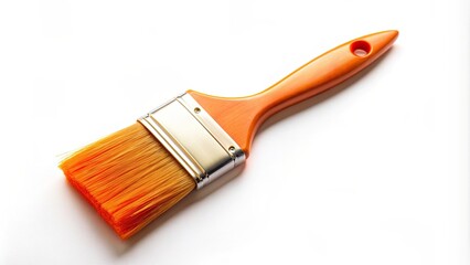 Orange paint brush on a white background, orange, paint brush, white, background, painting, tool, art supplies