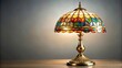 © Udomner - Vintage retro lamp with brass base and colorful glass shade, vintage, retro, lamp, lighting, antique, brass, glass