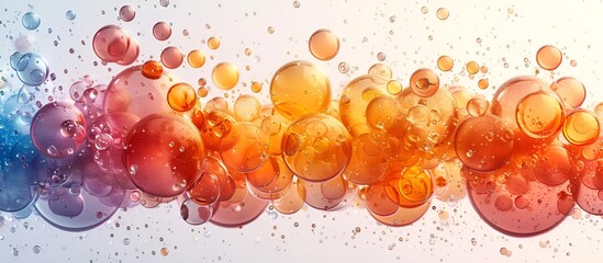 orange bubbles in a white background. 