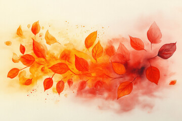 Wall Mural - Watercolor Paint Of Autumn Leaves