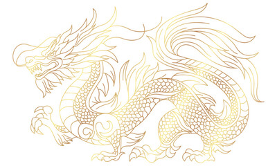 Wall Mural - Dragon line art style vector illustration eps 10