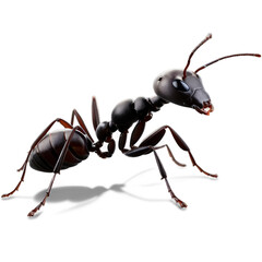 Wall Mural - A large black ant is standing isolated on transparent background.