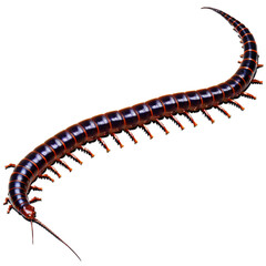 Wall Mural - A long, thin, black and orange centipede isolated on transparent background.