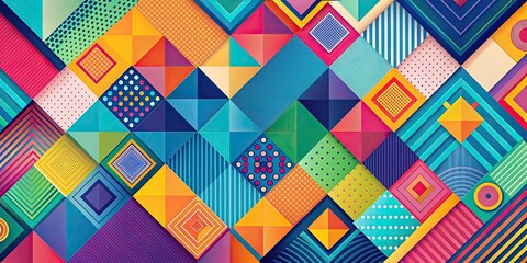 Wall Mural - Abstract geometric background design with vibrant shapes and patterns, abstract, background, shapes, geometric, colorful