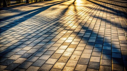 Wall Mural - Abstract photo of shadows cast on a paved pathway , shadow, sunlight, abstract, silhouette, contrast, light, dark, pavement, path