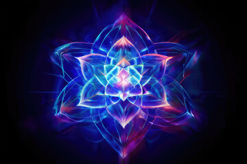 Wall Mural - Luminous sacred geometry symbols. Mysterious background. Esoteric theme.