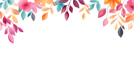 Watercolor floral border with colorful flowers on a black background.