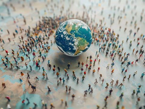 Diverse Global Community Gathering in a Bustling Marketplace Showcasing Unity and Diversity of Humanity