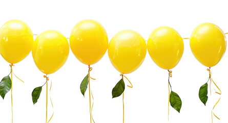 Poster - PNG Yellow balloons with green leaves