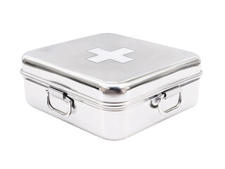 a silver first aid kit