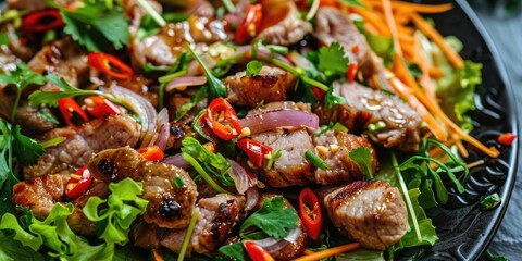 Vietnamese sausage pork salad with a kick