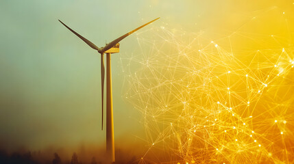 Wall Mural - concept idea eco power energy wind turbine, yelllow color