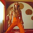 © Bussakon - Retro Inspired Fashion with Flared Pants and Oversized Sunglasses in a 70s Themed Setting