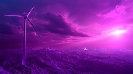 Wall Mural - concept idea eco power energy wind turbine, purple color