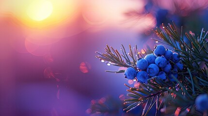 Wall Mural - A close-up of blueberries on the branch 