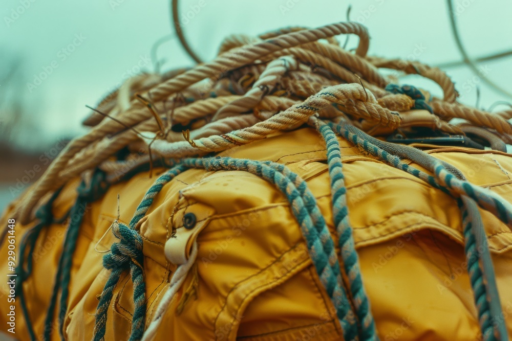 Resilience Rope Coiled ropes and a yellow raft lay ready for an adventure, showing ...