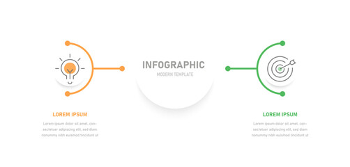 Two-stage business infographics with icons, can be used for presentations or website