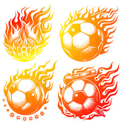 Canvas Print - soccer ball set on fire