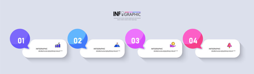 Fototapete - Four steps business infographics template vector.	
