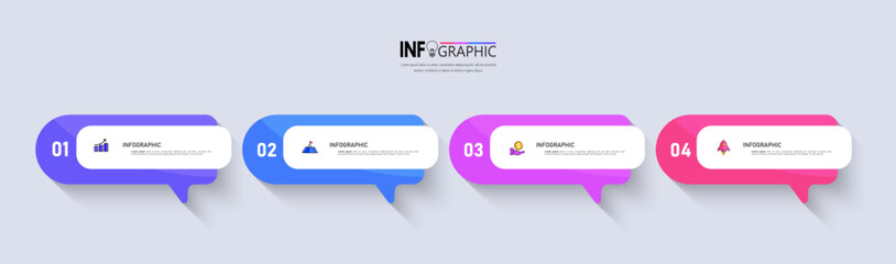 Fototapete - Four steps business infographics template vector.	
