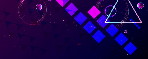 Wall Mural - Dark retro futuristic art neon abstraction background cosmos new art 3d starry sky glowing galaxy and planets blue circles