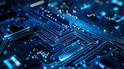 electronic circuit board blue tech background	
