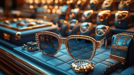 Stylish Fashion Accessories Including Sunglasses, Watches, and Jewelry