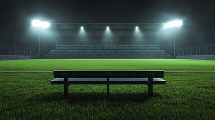 Empty Soccer Stadium at Night: Awaiting the Game