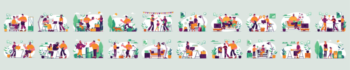 Wall Mural - mega set of big character concepts with people scene in flat cartoon design. the set of illustration