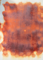 Wall Mural - Rusty metal background with streaks of rust. Rust stains on white background. The metal surface rusted spots. Rusty corrosion. Vertical.