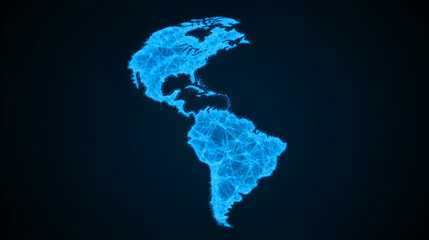 Wall Mural - North and South America - Glowing Abstract Map - Digital Art