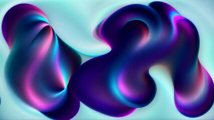 Wall Mural - Looped seamless animation with purple neon colors, various abstract shapes, wavy fluid dynamic footage.