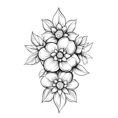 
Floral picture for adult Coloring page of monochrome flowers and leafs. Doodles pattern
