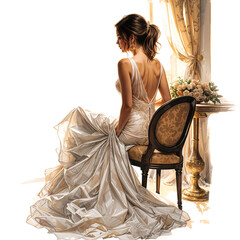 Wall Mural - bride in white dress