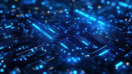Abstract Circuitry Design with Glowing Blue Lines