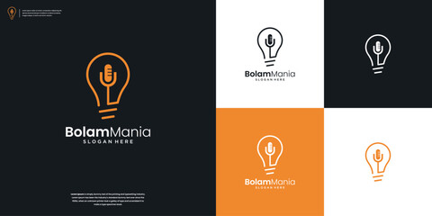 Wall Mural - Podcast and light bulb logo icon design inspiration