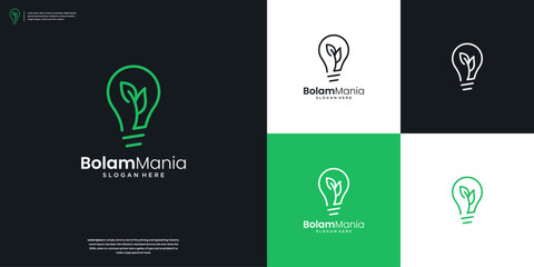 Wall Mural - simple green plant light bulb logo icon design template