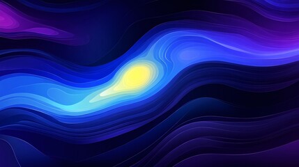 Wall Mural - Abstract waves of blue and yellow create a dynamic and vibrant digital art piece.