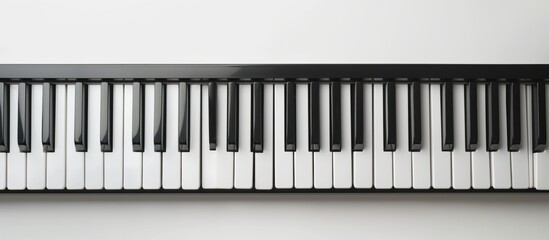 A black and white piano keyboard with white keys